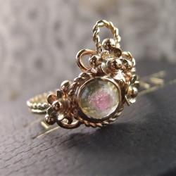 złoty pierścionek z turmalinem - Pierścionki - Biżuteria