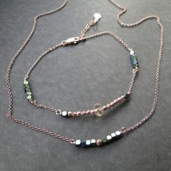 srebro złocone,różowe złoto,hematyt,Swarovski - Naszyjniki - Biżuteria