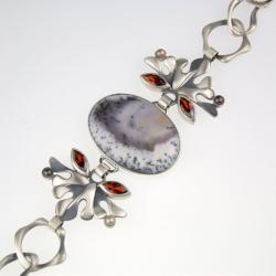 srebrna bransoleta zagatem dendrytowym - Bransoletki - Biżuteria