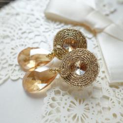 kolczyki ślubne,złote kolczyki - Kolczyki - Biżuteria