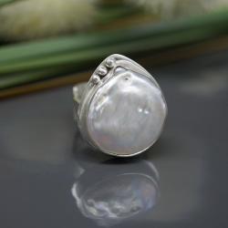 perła,naturalna,opalizująca,morska,pierścionek - Pierścionki - Biżuteria