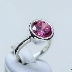 pierścionek z różową cyrkonią,pierścionki,srebro - Pierścionki - Biżuteria