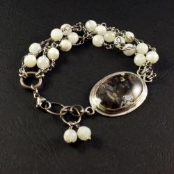 srebrna bransoletka z agatem - Bransoletki - Biżuteria