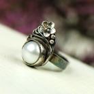 Pierścionki pierścionek srebrny z perłą,ślubny,z perłą