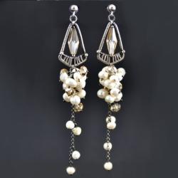 eleganckie kolczyki,ślubne,perły,złote, - Kolczyki - Biżuteria