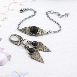 komplet,skrzydła,elegancki,czarny,spinel - Komplety - Biżuteria