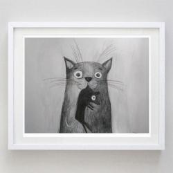 kot,mysz,akwarela - Obrazy - Wyposażenie wnętrz