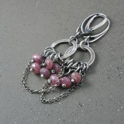 srebro925,perła,surowy,rubin,kółko,wiszące - Kolczyki - Biżuteria