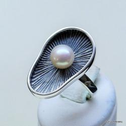 pierścionek z perłą,srebro,pierścionki,biżuteria - Pierścionki - Biżuteria