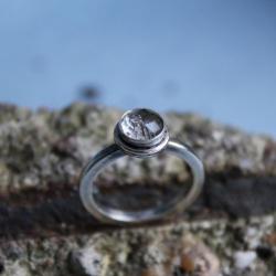 pierścień srebro kwarc turmalin - Pierścionki - Biżuteria
