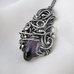 Naszyjnik wire wrapping z fioletowym kwarcem - Naszyjniki - Biżuteria