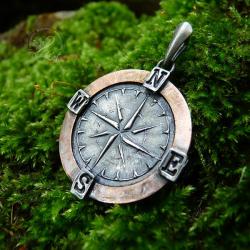 kompas,srebro,miedź,talizman - Wisiory - Biżuteria