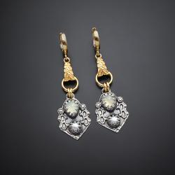 srebrne,pozłacane,kolczyki,z perłą - Kolczyki - Biżuteria