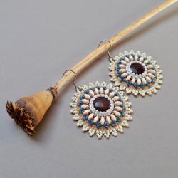 kolczyki beżowe,haft koralikowy,na prezent - Kolczyki - Biżuteria