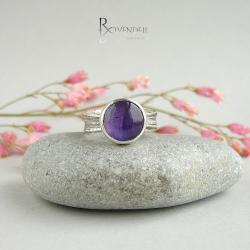 fioletowy kamień,ametyst,pierścionek z ametystem - Pierścionki - Biżuteria