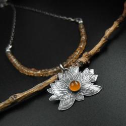 kwiat lotosu,naszyjnik,biżuteria,kobieta,fiann - Naszyjniki - Biżuteria