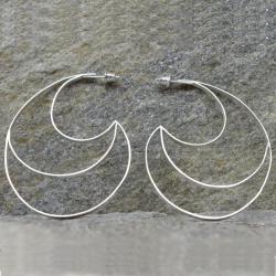 srebrne kolczyki,minimalistyczne,duże,księżyc - Kolczyki - Biżuteria