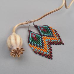 indiańskie kolczyki z frędzlami,kolorowe - Kolczyki - Biżuteria