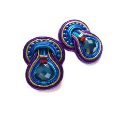kobaltowe,fioletowe kolczyki,sutaszowe - Kolczyki - Biżuteria