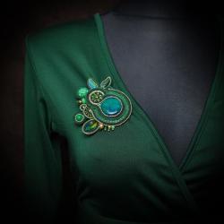 zielona broszka,duża broszka - Broszki - Biżuteria