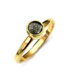 nieszlifowany diament,pierścionek zaręczynowy złot - Pierścionki - Biżuteria