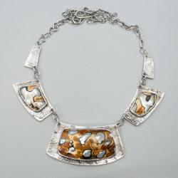srebrny naszyjnik z muszlą tygrysią - Naszyjniki - Biżuteria