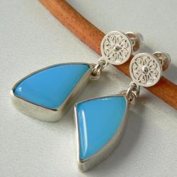 niebieskie agaty,z agatami,asymetryczne - Kolczyki - Biżuteria