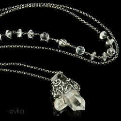 talizman,z kryształem górkim,z kryształu,wire wrap - Wisiory - Biżuteria