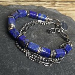 Brandsoletka srebrna,lapis lazuli,na prezent - Bransoletki - Biżuteria