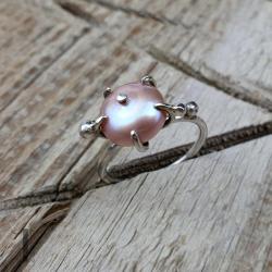 pierścionek srebrny,perła słodkowodna,boho - Pierścionki - Biżuteria