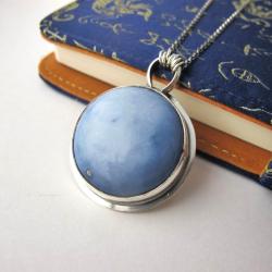 Niebieski opal,naszyjnik na długim łańcuszku - Naszyjniki - Biżuteria