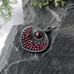 srebrny wisior z granatami,prezent na Święta - Wisiory - Biżuteria
