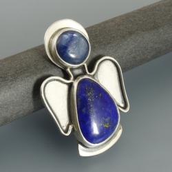 srebrny broszko-wisior z lapis lazuli i kyanitem - Wisiory - Biżuteria