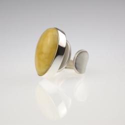 Srebrny pierścionek z żółtym bursztynem - Pierścionki - Biżuteria