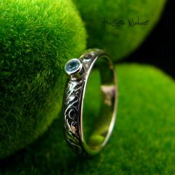 Nehesi,pierścień,srebrny,elfy,delikatny,topazem - Pierścionki - Biżuteria