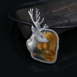 srebrny jeleń,wisior z jeleniem - Wisiory - Biżuteria