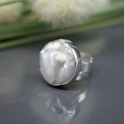 perła,naturalna,opalizująca,morska,piercionek - Pierścionki - Biżuteria