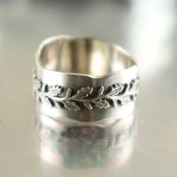 pierścionek,obrączka,liście,boho,rozmantyczna - Pierścionki - Biżuteria