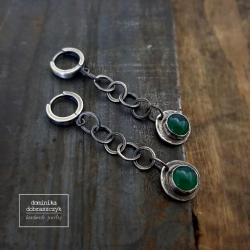 srebro,zielone,surowe,oksydowane, - Kolczyki - Biżuteria