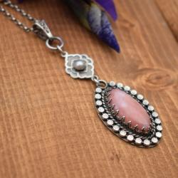 naszyjnik,wisior,retro,romantyczny,perły,różowy - Naszyjniki - Biżuteria