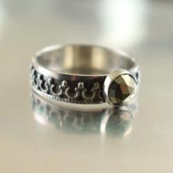 pierścionek,piryt,retro,romantyczny,srebrny - Pierścionki - Biżuteria
