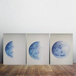 księżyc,akwarela,a4 - Obrazy - Wyposażenie wnętrz