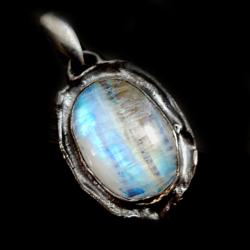 kamień księżycowy,blask,srebrny,szarości,błękit, - Wisiory - Biżuteria