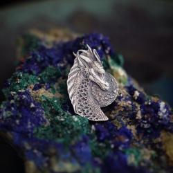 pin smok,srebrny smok broszka,biżuteria fantasy - Broszki - Biżuteria