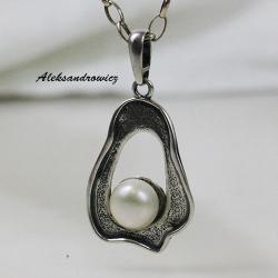 srebro,naturalna perła hodowlana - Wisiory - Biżuteria