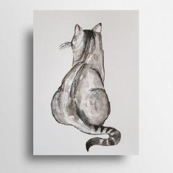 kot,tusz,papier - Obrazy - Wyposażenie wnętrz