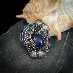 wisiorek meduza,morska biżuteria,srebrny wisior - Naszyjniki - Biżuteria