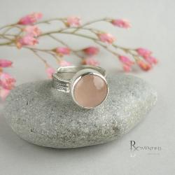 kwarc różowy,pierścionek srebrny - Pierścionki - Biżuteria