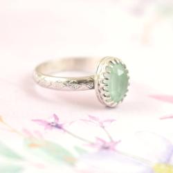 pierścionek,retro,niebieski,chalcedon,romantyczny - Pierścionki - Biżuteria