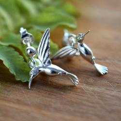 Srebrne kolczyki z kolibrami - Kolczyki - Biżuteria
